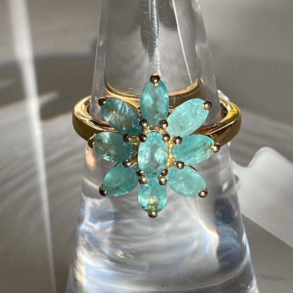 Premium Grandidierite Floral Ring -- Size 5